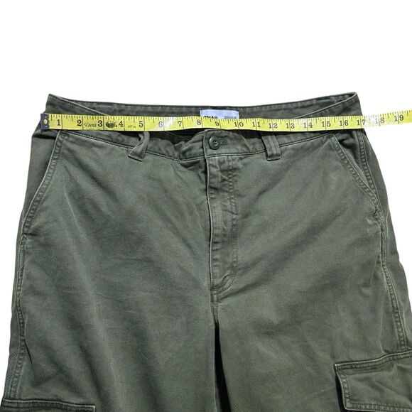 Aritzia TNA Cargo Pants Women’s 14 Green Cotton Utility Baggy Relaxed Wide Leg - Picture 6 of 7